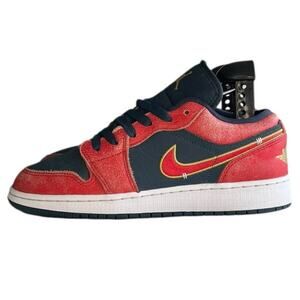 Boys Nike Air Jordan 1 Low FQ7380-400 Leather Athletic Running Shoes Size 5 Red